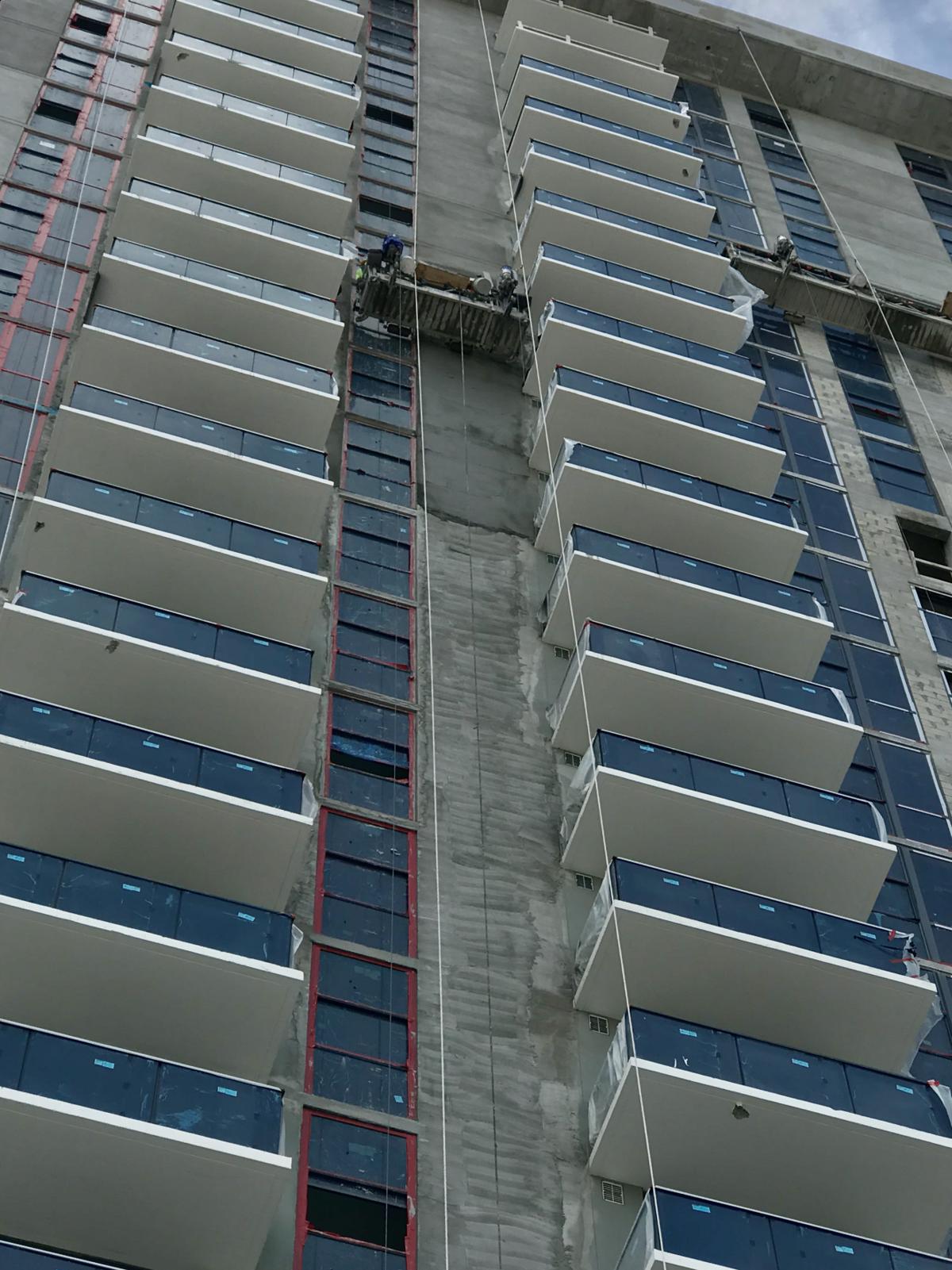 Commercial stucco installation on an office building in South Florida